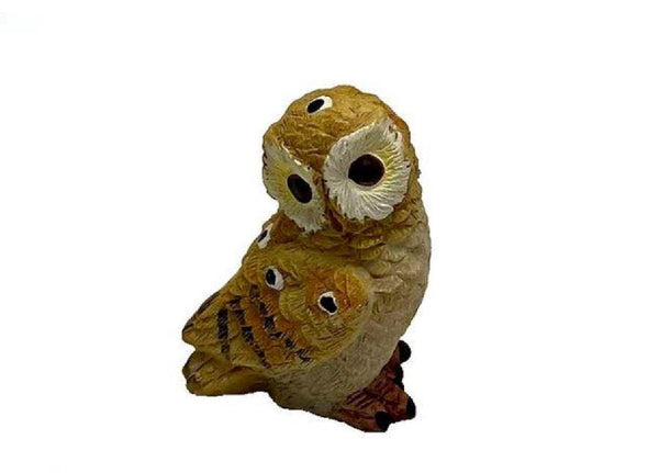 Miniature Yellow and Orange Owl, 1" White Owl Figurine, Gift for Owl Collector, Shadowbox Owl