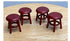 Set of 4 Miniature Red Stools, Dollhouse Red Wood Stools, Miniature Stools