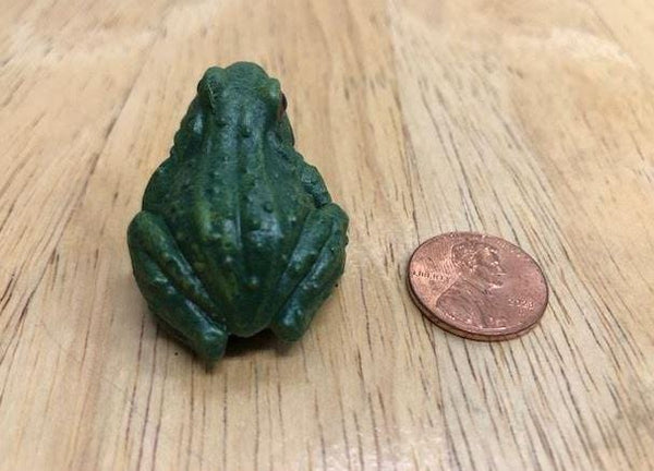 Miniature Green Frog with Brown Eyes, Fairy Garden Frog, Frog Cake Topper