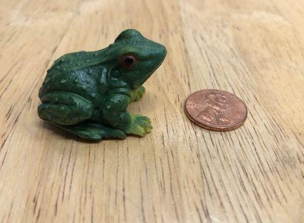 Miniature Green Frog with Brown Eyes, Fairy Garden Frog, Frog Cake Topper