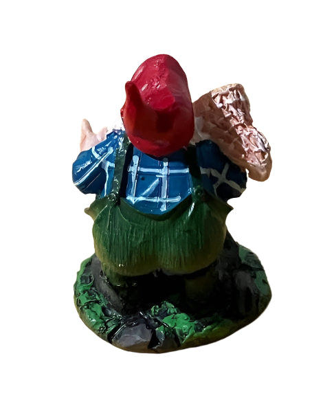 Miniature Gnome Standing with a Net, Fairy Garden Gnome, 3