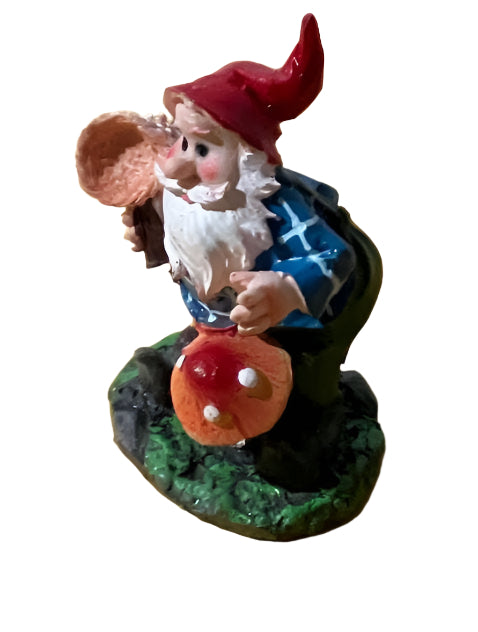 Miniature Gnome Standing with a Net, Fairy Garden Gnome, 3