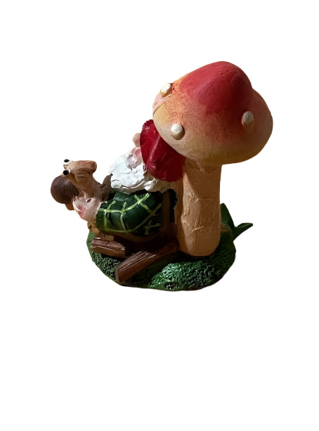 Miniature Gnome Holding a Snail, Fairy Garden Gnome, 3.5