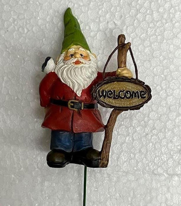 Fairy Garden Gnome with a Welcome Sign, 4