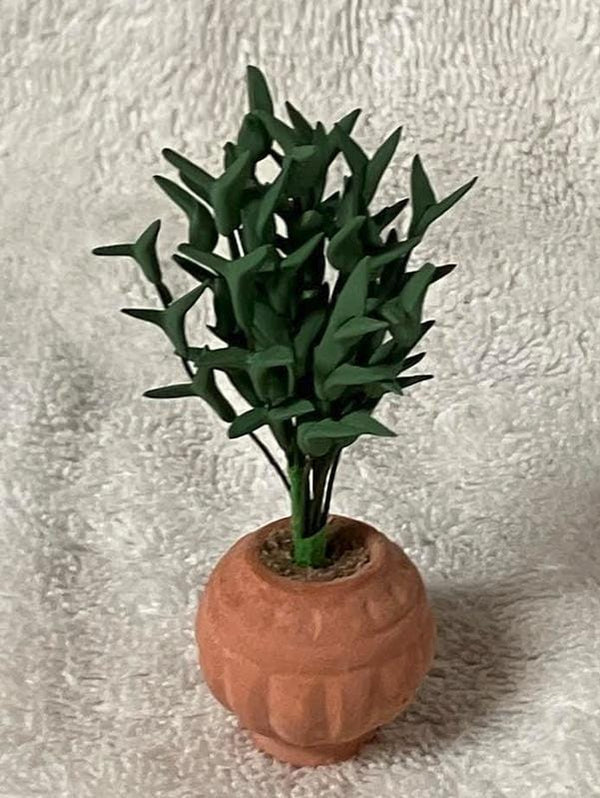 Miniature Dollhouse Ficus Plant in a Round Pot
