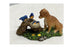 Miniature Dog Watching Over Birds Figurine