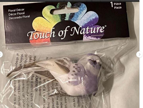 Miniature Artificial Purple White & Brown Bird on a Clip