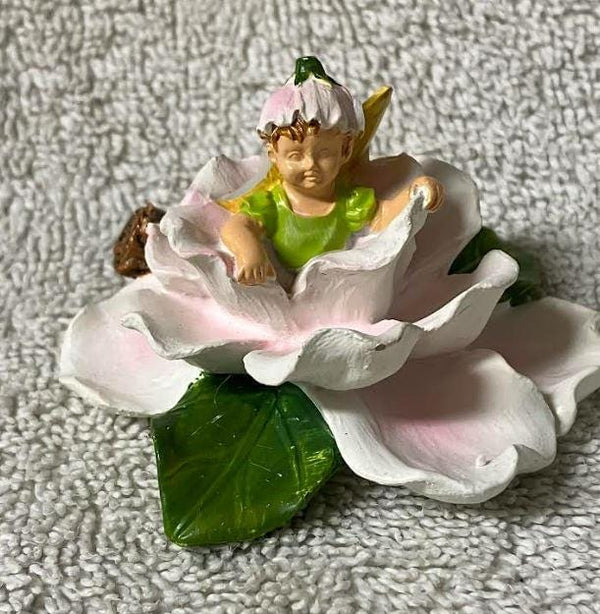 Miniature Baby Fairy in a Magnolia Flower, Fairy Garden, Baby Shower Cake Topper