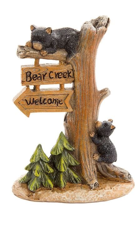 Baby Black Bears with Welcome Sign
