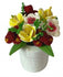 Artificial Miniature Flowers in a White Pot, Yellow and Red Dollhouse Flowers