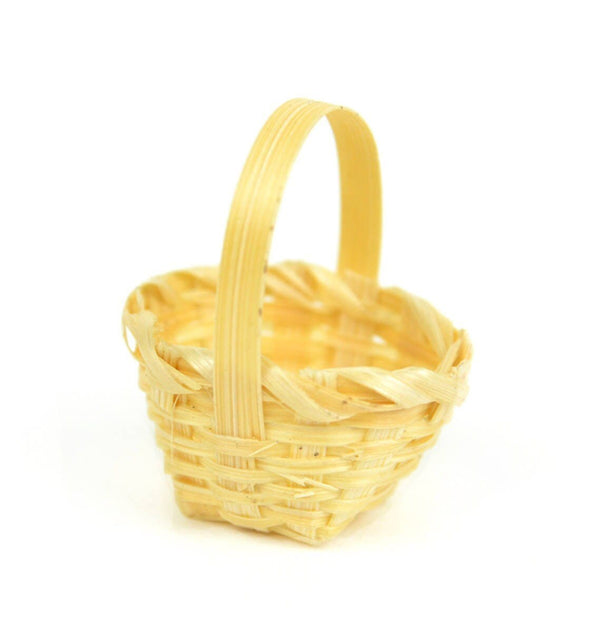 Miniature Woven Basket With or Without Colored Eggs, Dollhouse Easter Basket, Spring Basket