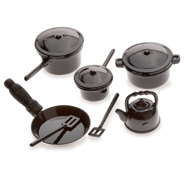 Dollhouse Miniature Black Pots and Pans