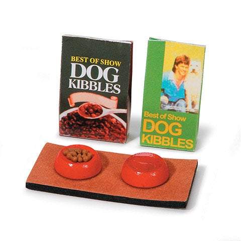 Dollhouse Miniature Dog Food Station Set