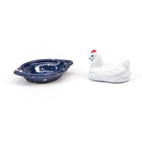 Dollhouse Miniature Chicken and Roasting Pan