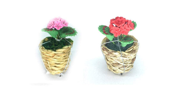 Choice of Dollhouse Miniature Pink or Red Geraniums