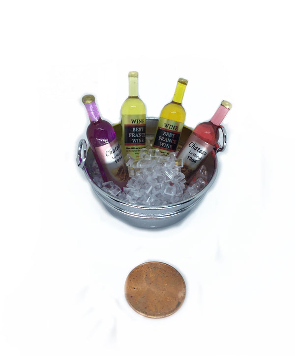 Miniature Wine Bottles in a Bucket