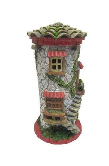 Miniature Stone Tower Castle, Fairy Garden Gray and Red Cobblestone House, 9 Fairy Tale Castle, Fairy Garden Accessory