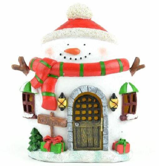 Miniature LED Snowman House