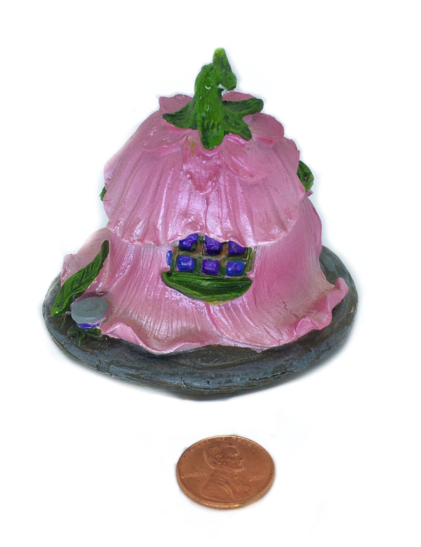 Pink Flower Petal Roof House, Spring Fairy House, Zen Garden, Terrarium House