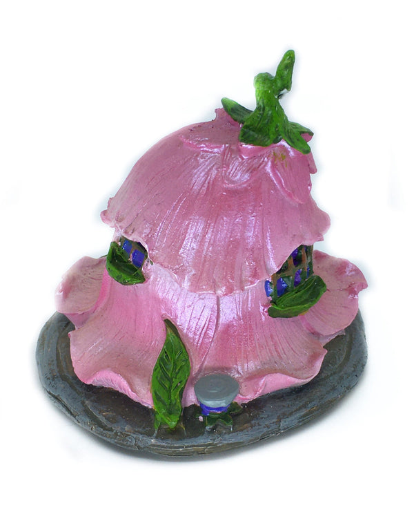 Pink Flower Petal Roof House, Spring Fairy House, Zen Garden, Terrarium House