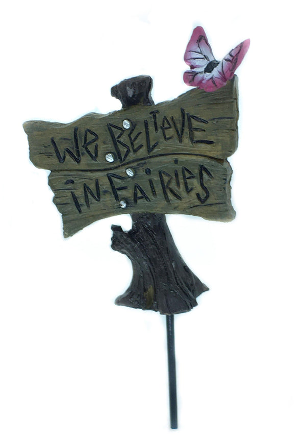We Believe in Fairies&#39; Sign, Fairy Garden Sign, Butterfly on Miniature Sign