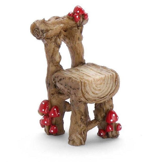 Wood Chair or Stool with Red Mushrooms, Miniature Wood Furniture Choice,  Fairy Garden Accessory