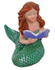 Miniature Mermaid with a Book, Green Fairy Garden Mermaid,  Beach Theme Cake Topper