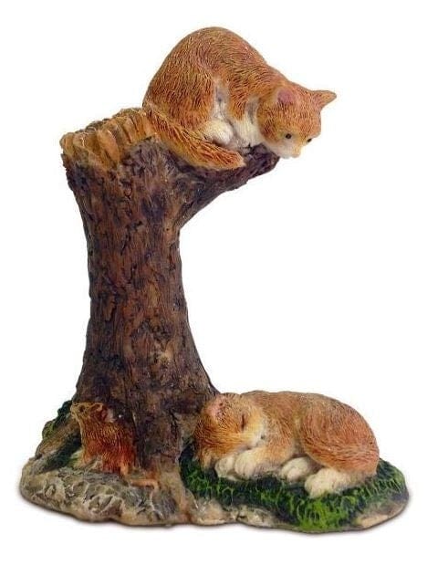 Miniature Cat Figurine, A Cat who is Ready to Pounce