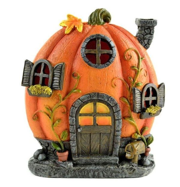 Fairy Garden LED Pumpkin House, Halloween LED House, Fall Table Centerpiece
