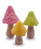 Set of 3 Glow  Mushrooms, Miniature Phosphorescent Mushrooms in Pink, Yellow and Green, Fairy Garden Mushrooms on Picks