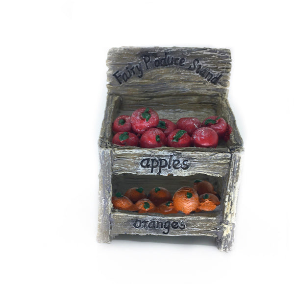 Miniature Rustic Fruit Stand, Fairy Produce Stand,  Miniature Apples and Oranges