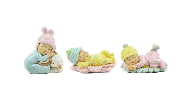 Sleeping Spring Baby, Baby Shower Cake Topper, Pink, Blue, Yellow Miniature Babies