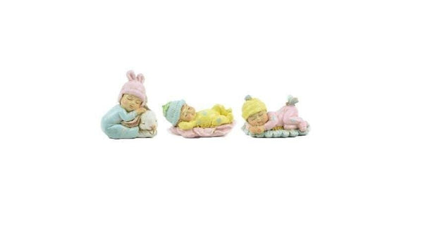 Sleeping Spring Baby, Baby Shower Cake Topper, Pink, Blue, Yellow Miniature Babies