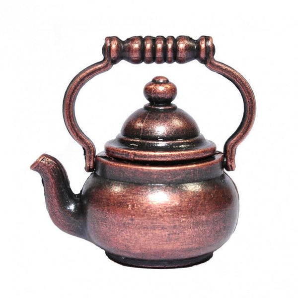 Miniature Antique Copper Kettle, Dollhouse Teapot