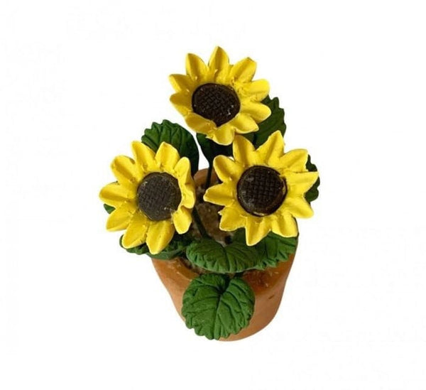 Miniature Artificial Yellow Flowers in a Terracotta Pot, Dollhouse or Fairy Garden Sunflowers