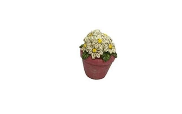 Miniature Daisies in a Pink Pot, Resin Flower Miniature, Dollhouse Garden Pot