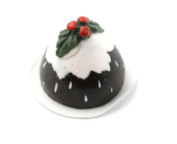 Dollhouse Christmas Pudding,  Miniature Holiday  Cake, Dollhouse Kitchen