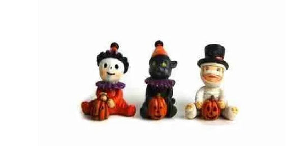 Miniature Halloween Trick Or Treaters,  Set of 3 Fairy Garden Babies in Costume, Halloween Cake Toppers