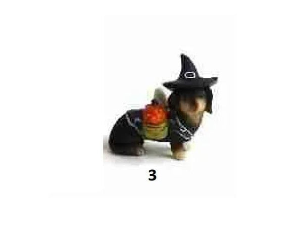 Choice of Miniature Dogs in Halloween Costumes, Halloween Dog Cake Toppers, Fall Fairy Garden Dogs