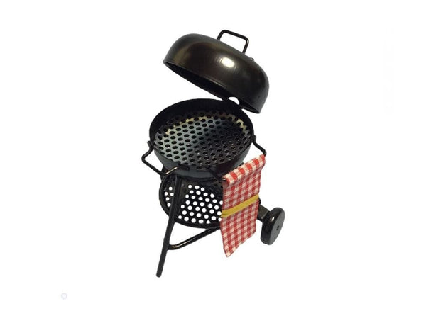 Miniature Kettle Barbeque Grill,  Dollhouse Outdoor Cooker, Miniature Camp Stove